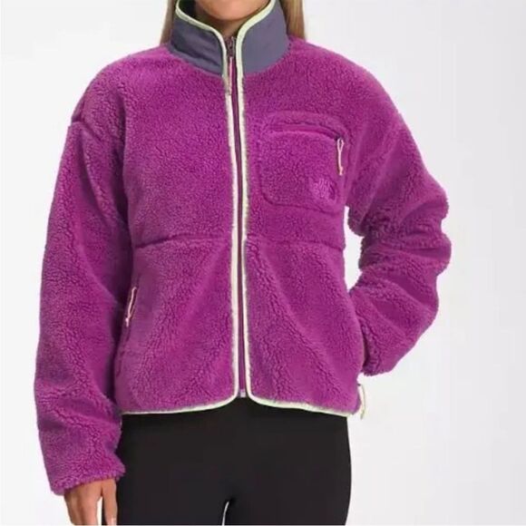 The North Face 2XL Extreme Pile Full Zip Fleece Jacket Purple Cactus Flower NWT - Picture 1 of 12